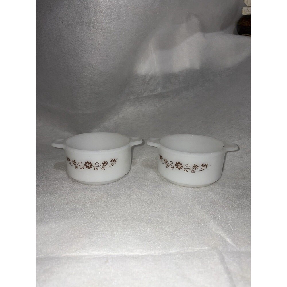 Vintage Dynaware Brown Daisy individual size Casserole Dish, set of two EUC